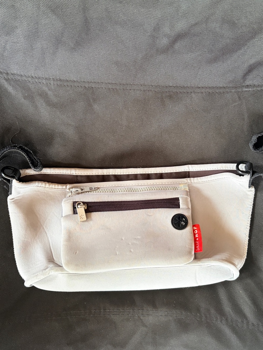 Skip Hop Gray Front Zip Pocket Stroller Caddy